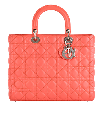 Large Lady Dior, &pound;1,700, Handbags, Orange, Leather, Front view